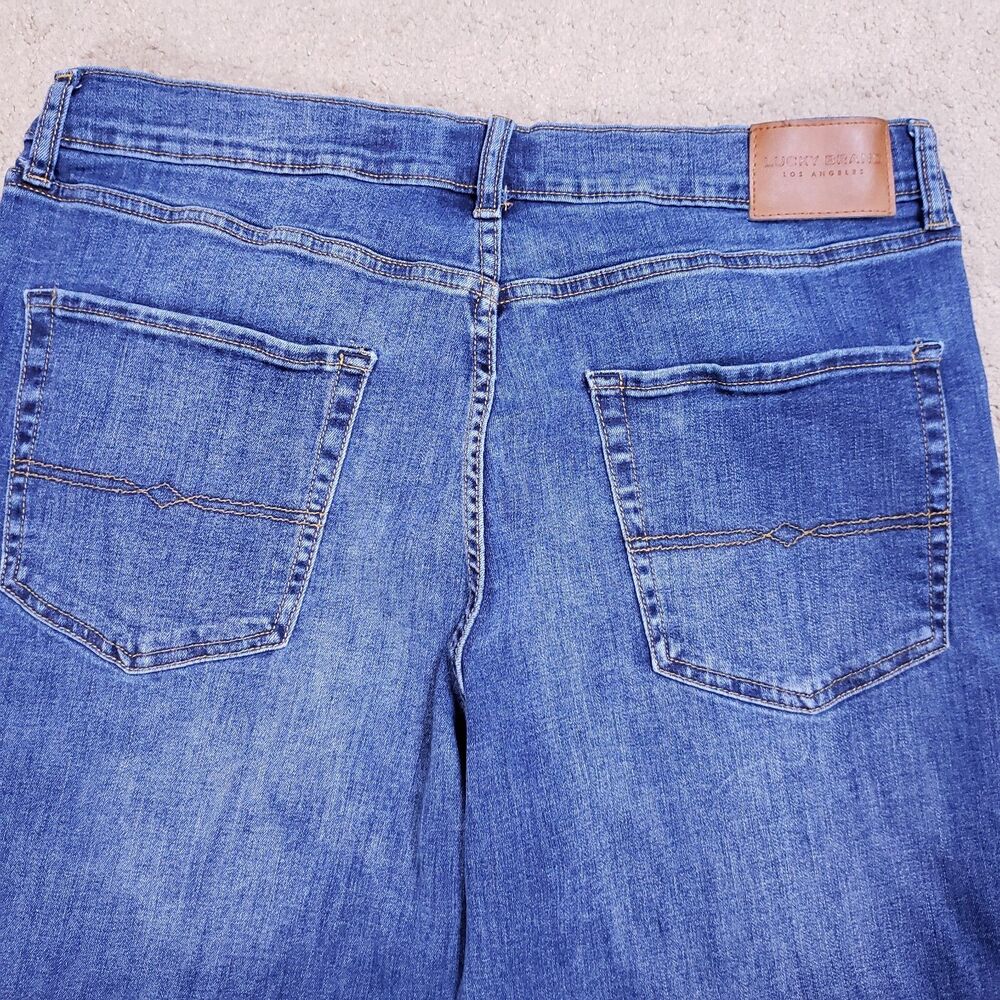 Lucky Brand Mens Jeans 38x32 (Fits 36x31) Blue 412 Athletic Slim Dark Whiskered - Picture 4 of 12